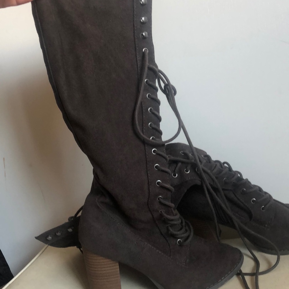 Eggplant high boots